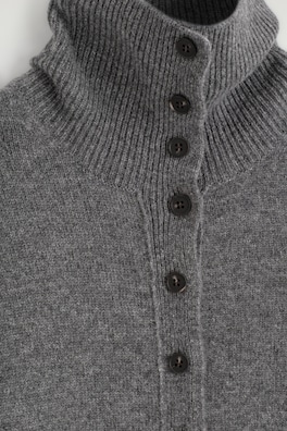 SCULPTED PURE CASHMERE MOCK-NECK CARDIGAN — GRAY MÉLANGE 7