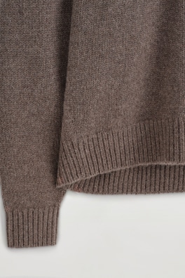 ROUNDED PURE CASHMERE CREW-NECK SWEATER — BROWN MÉLANGE 7