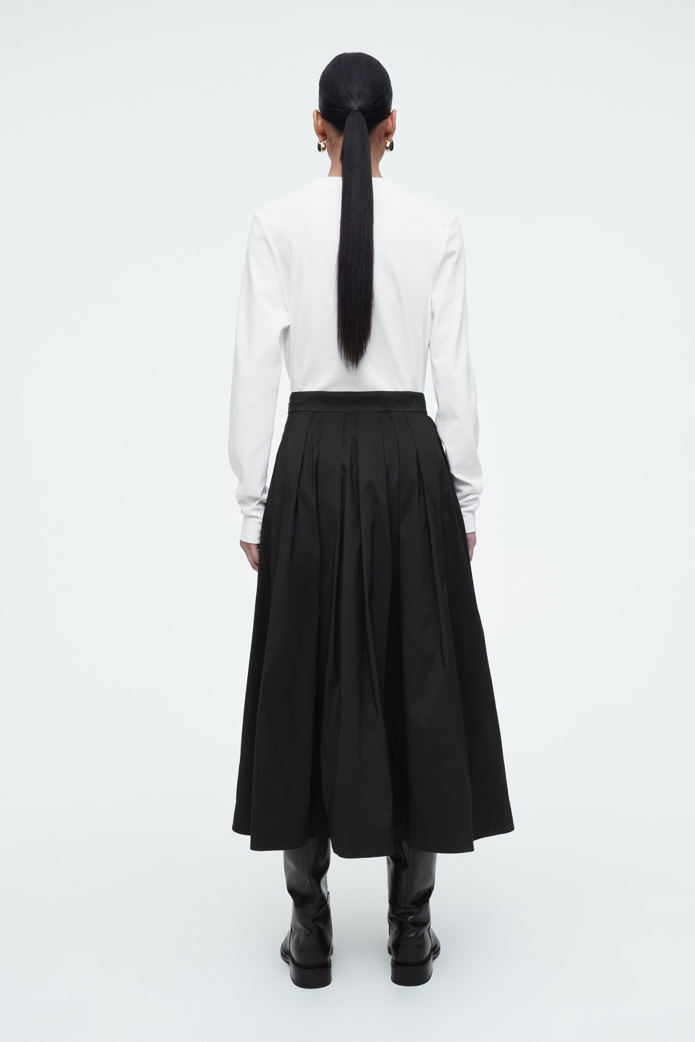 PLEATED A-LINE MIDI SKIRT - BLACK | COS
