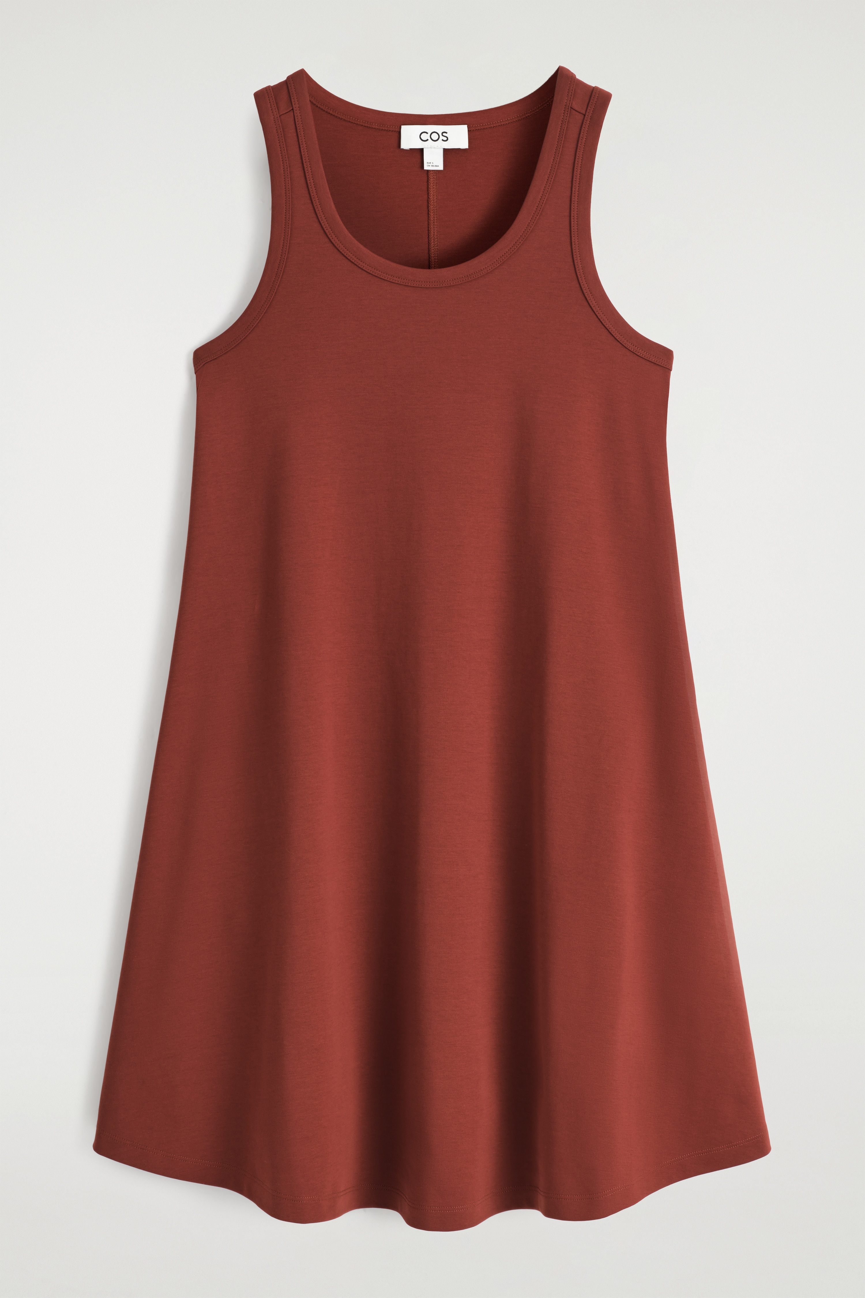 COTTON-JERSEY MINI SWING DRESS - DARK RED/NAVY