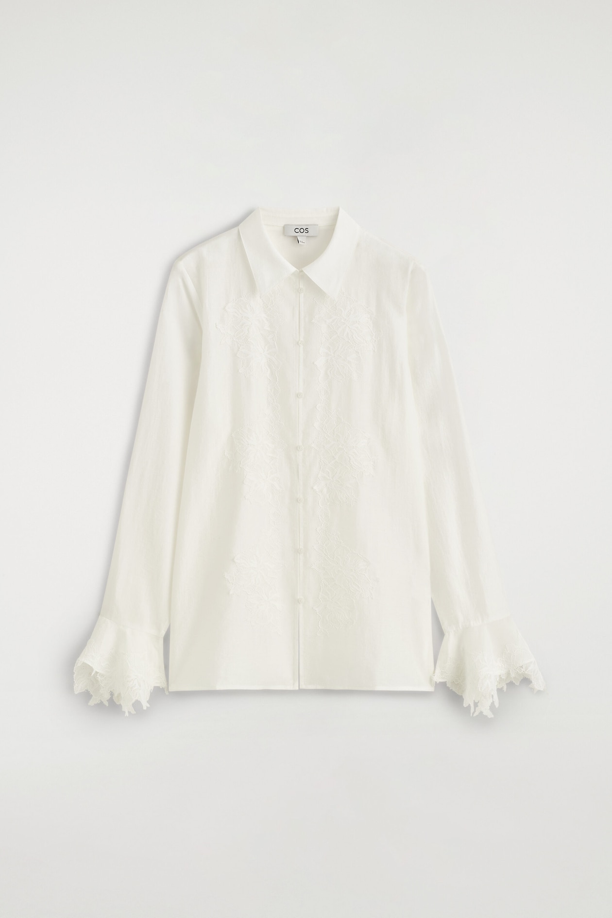 FLUID LACE-DETAIL SHIRT — IVORY