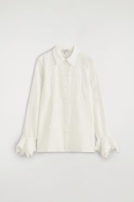 FLUID LACE-DETAIL SHIRT — IVORY 9