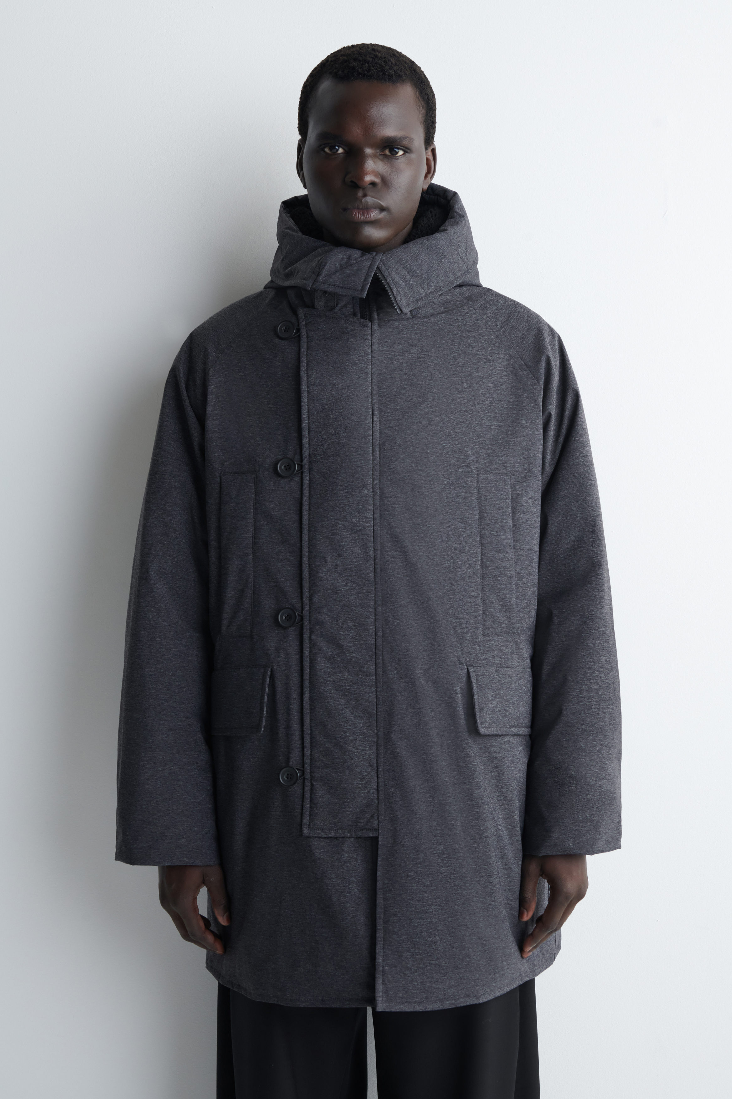 TECHNICAL HOODED DOWN PARKA - DARK GRAY | COS US
