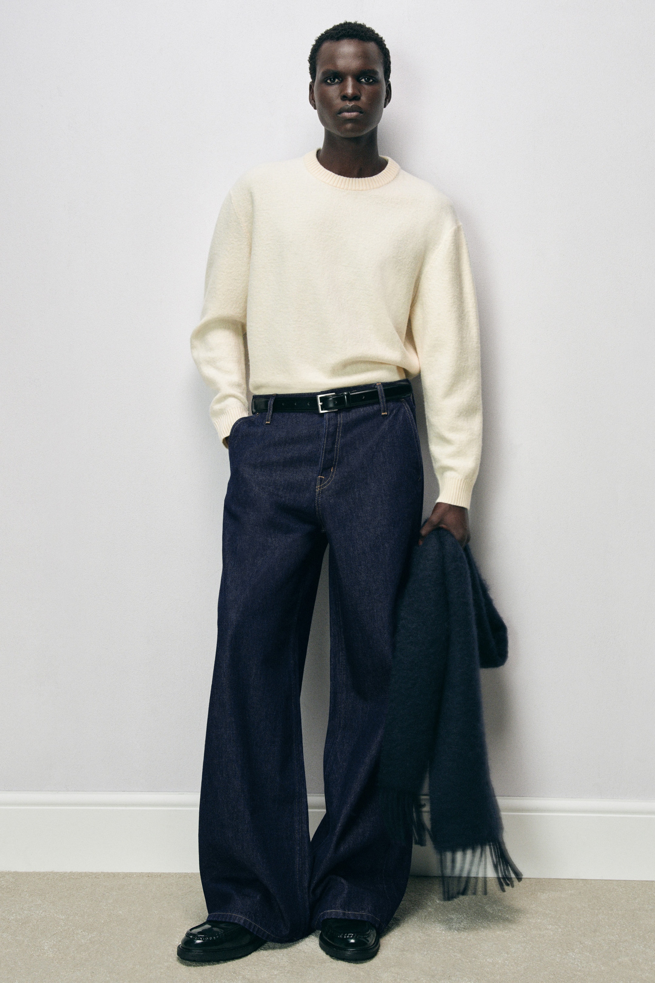 BOILED-WOOL CREW-NECK SWEATER