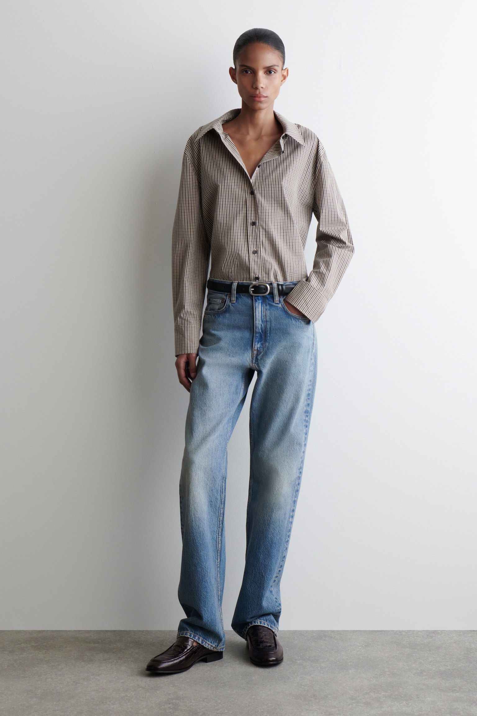 CAMICIA A QUADRI CON DETTAGLIO FOULARD - BEIGE / QUADRI - 4