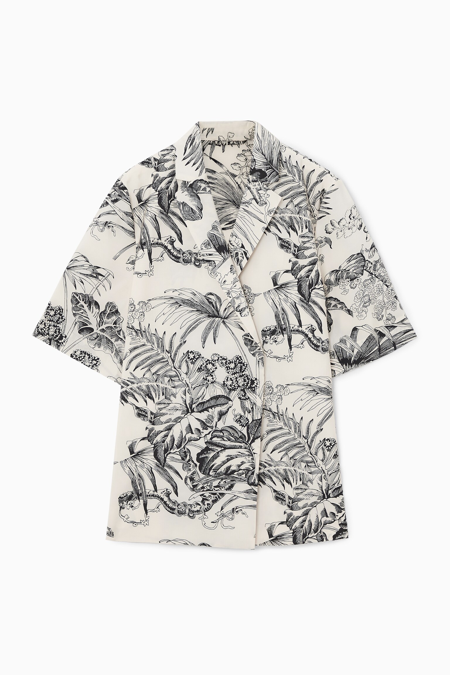 BOTANICAL-PRINT SHORT-SLEEVED BLAZER - BEIGE / BOTANICAL PRINT