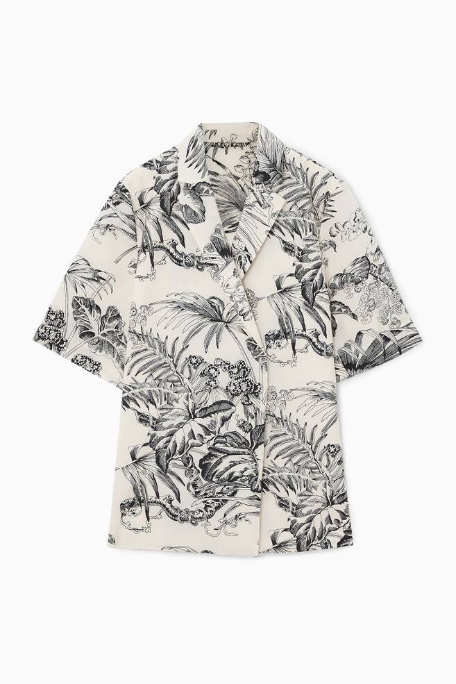 BOTANICAL-PRINT SHORT-SLEEVED BLAZER - BEIGE / BOTANICAL PRINT - 1