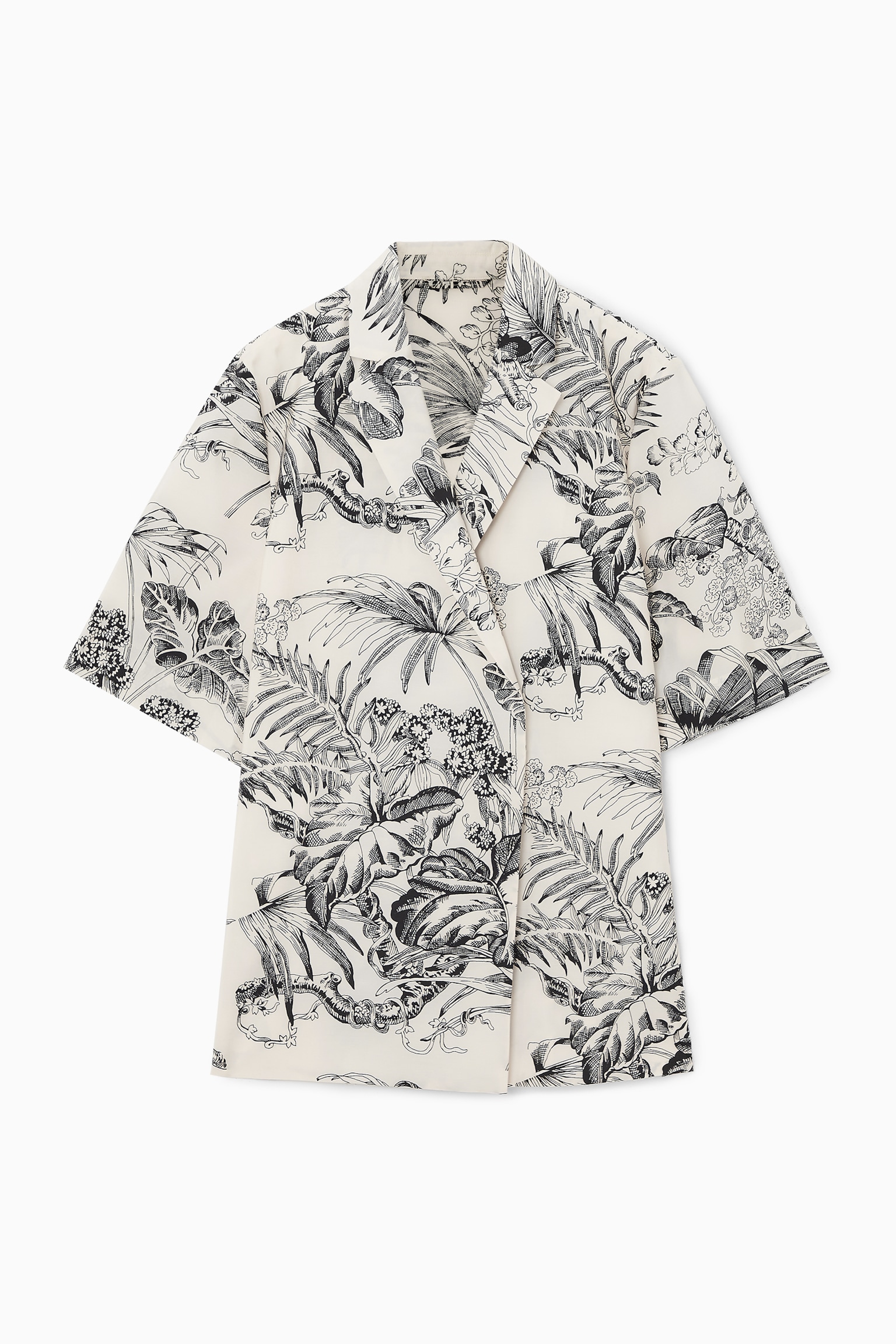 BOTANICAL-PRINT SHORT-SLEEVED BLAZER - BEIGE / BOTANICAL PRINT