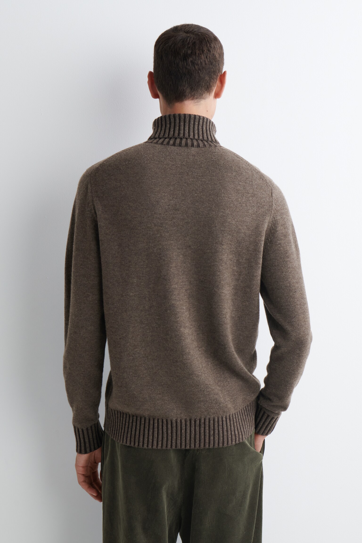 MERINO-CASHMERE ROLL-NECK JUMPER - BROWN MÉLANGE - 4