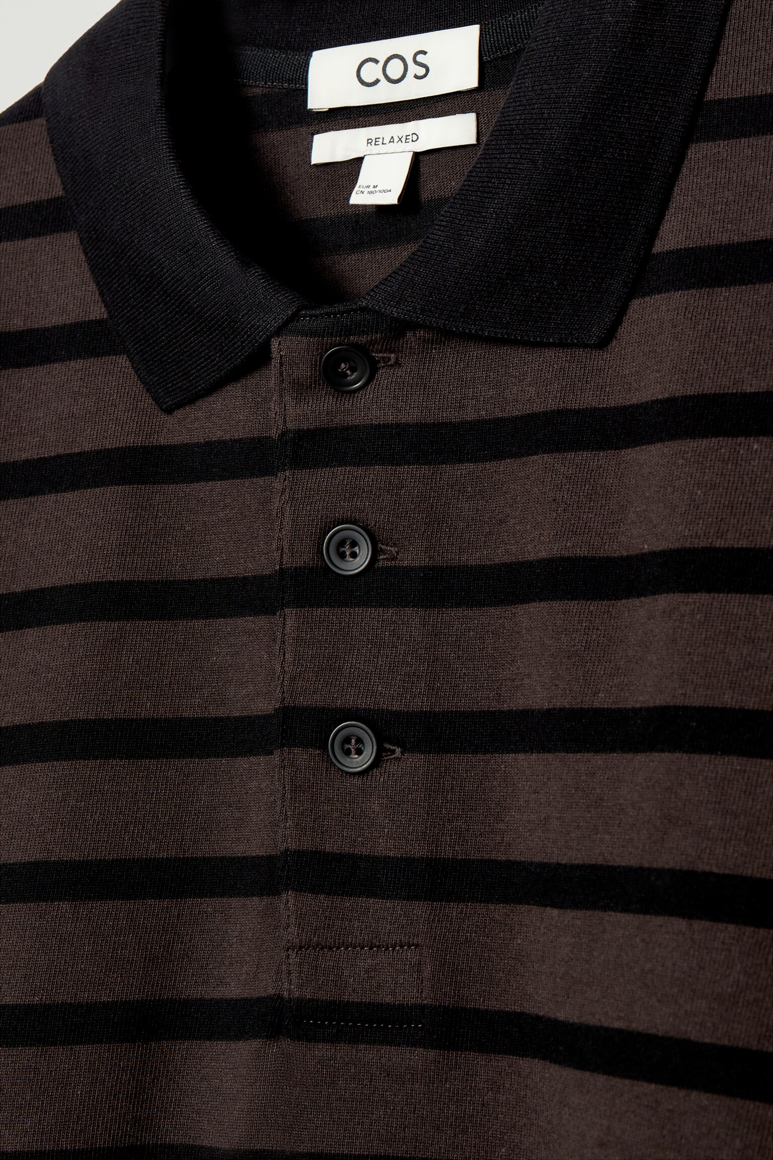 STRIPED LONG-SLEEVED POLO SHIRT - BROWN / BLACK/ECRU / BLACK - 3