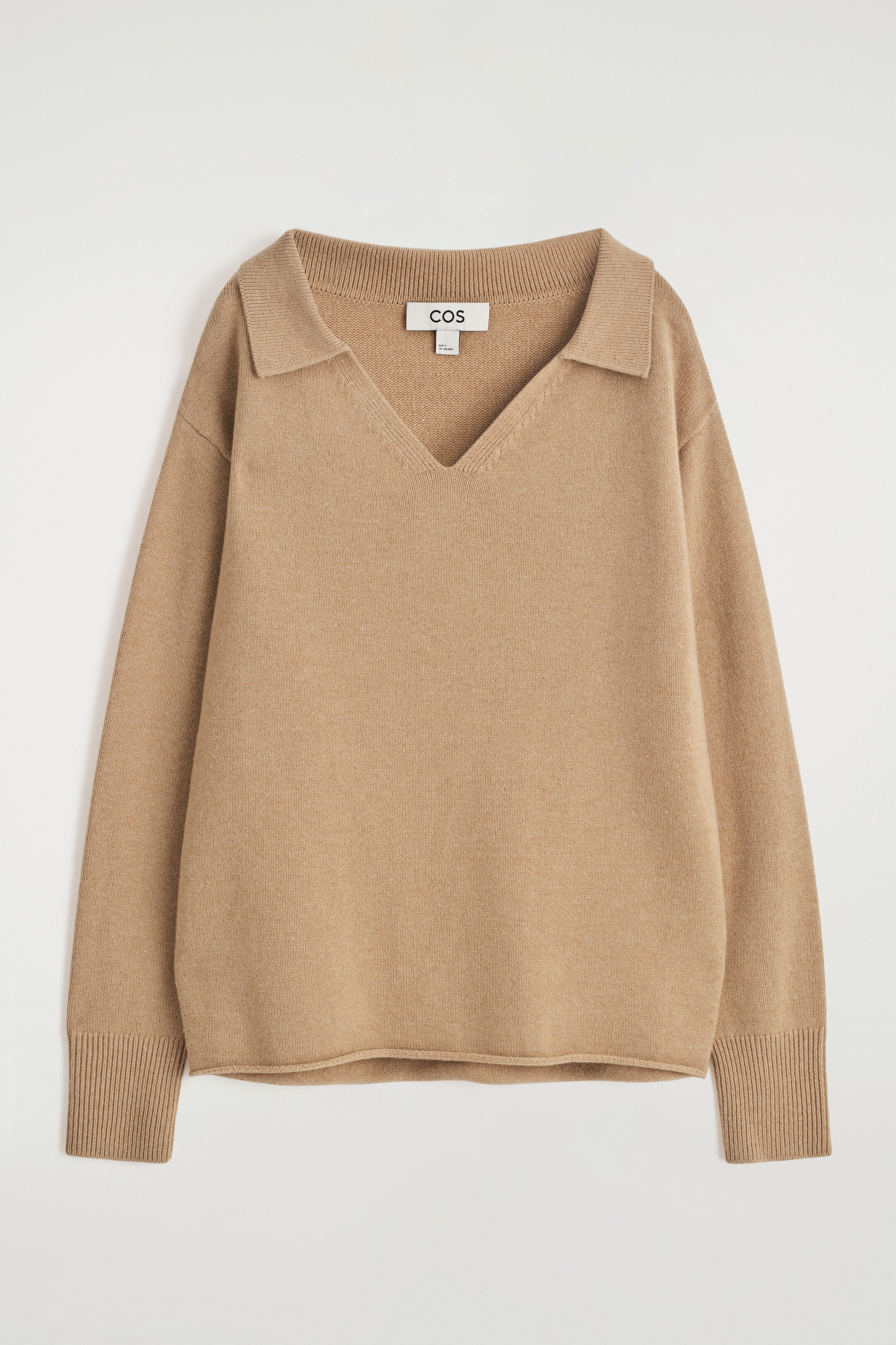Visa större bild: TRÖJA I MERINOULL MED POLOKRAGE - MELERAD BEIGE - DAM | H&M SE 6