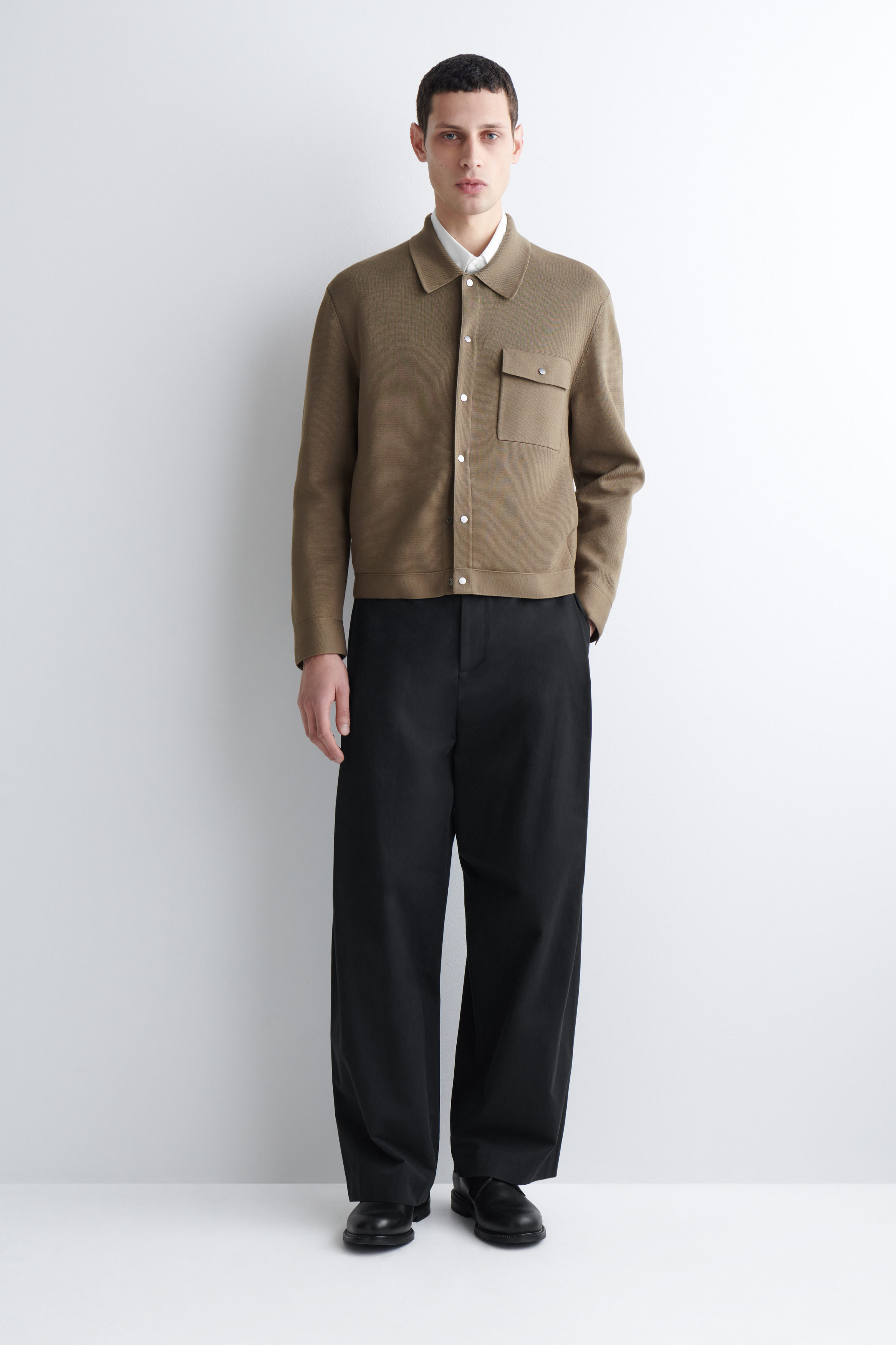 KNITTED COTTON JACKET - BROWN | COS US