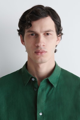 RELAXED LINEN SHIRT — DARK GREEN 5