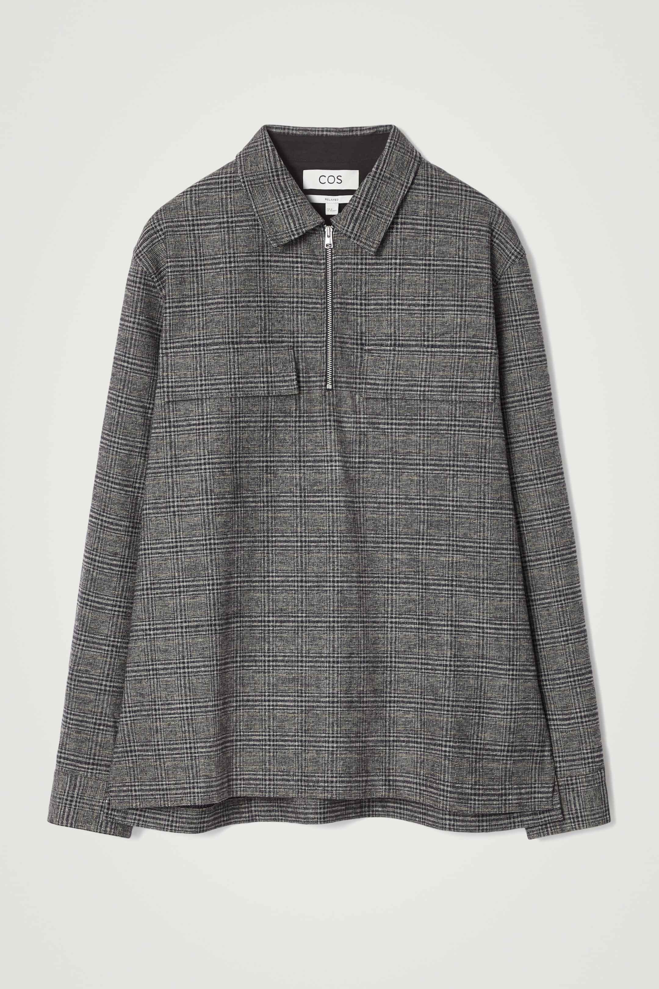 View larger image: RELAXED CHECKED COTTON HALF-ZIP SHIRT - BLACK / CHECKED - Men | H&M GB 1
