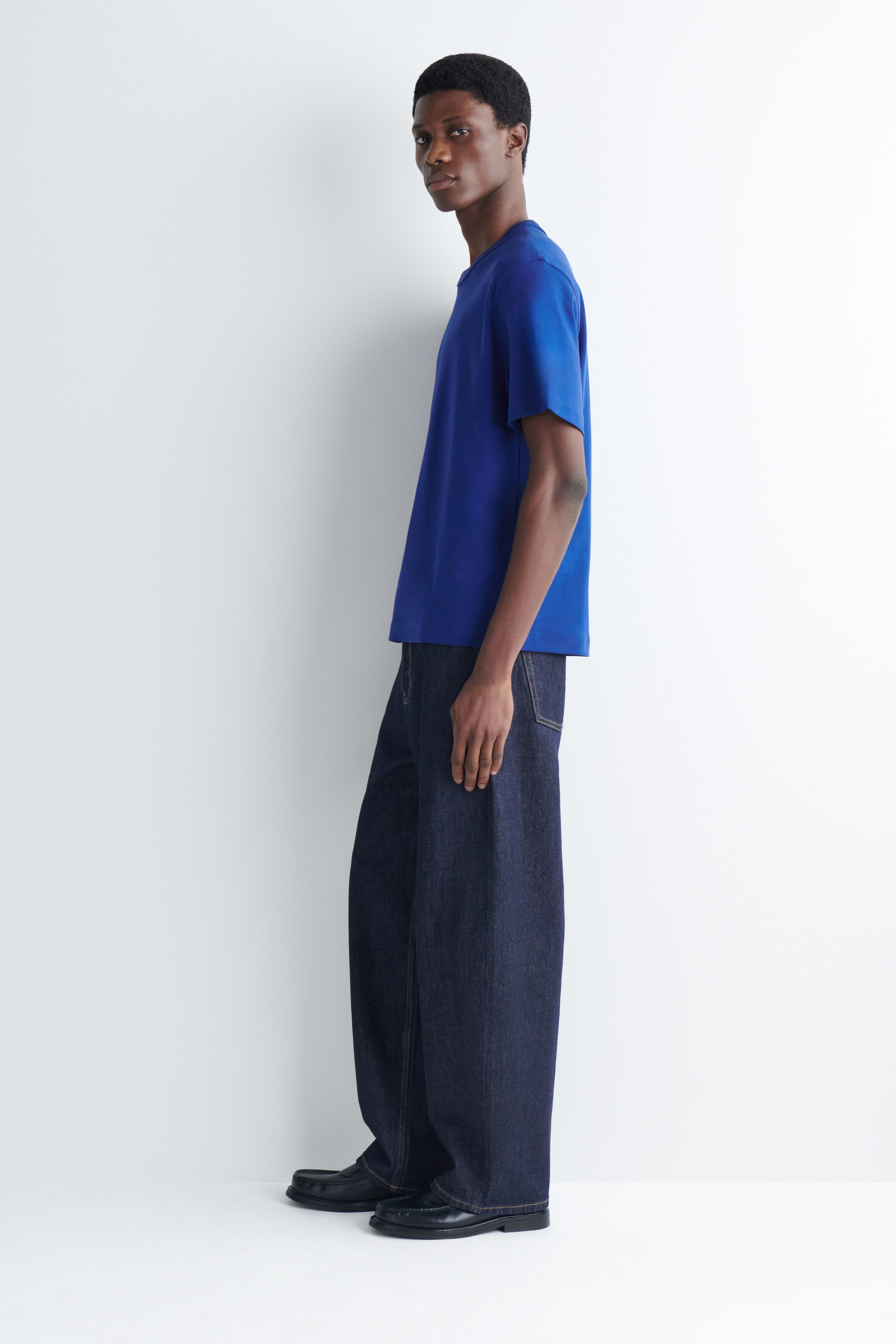 INTERLOCK COTTON CREW-NECK T-SHIRT - BRIGHT BLUE | COS US