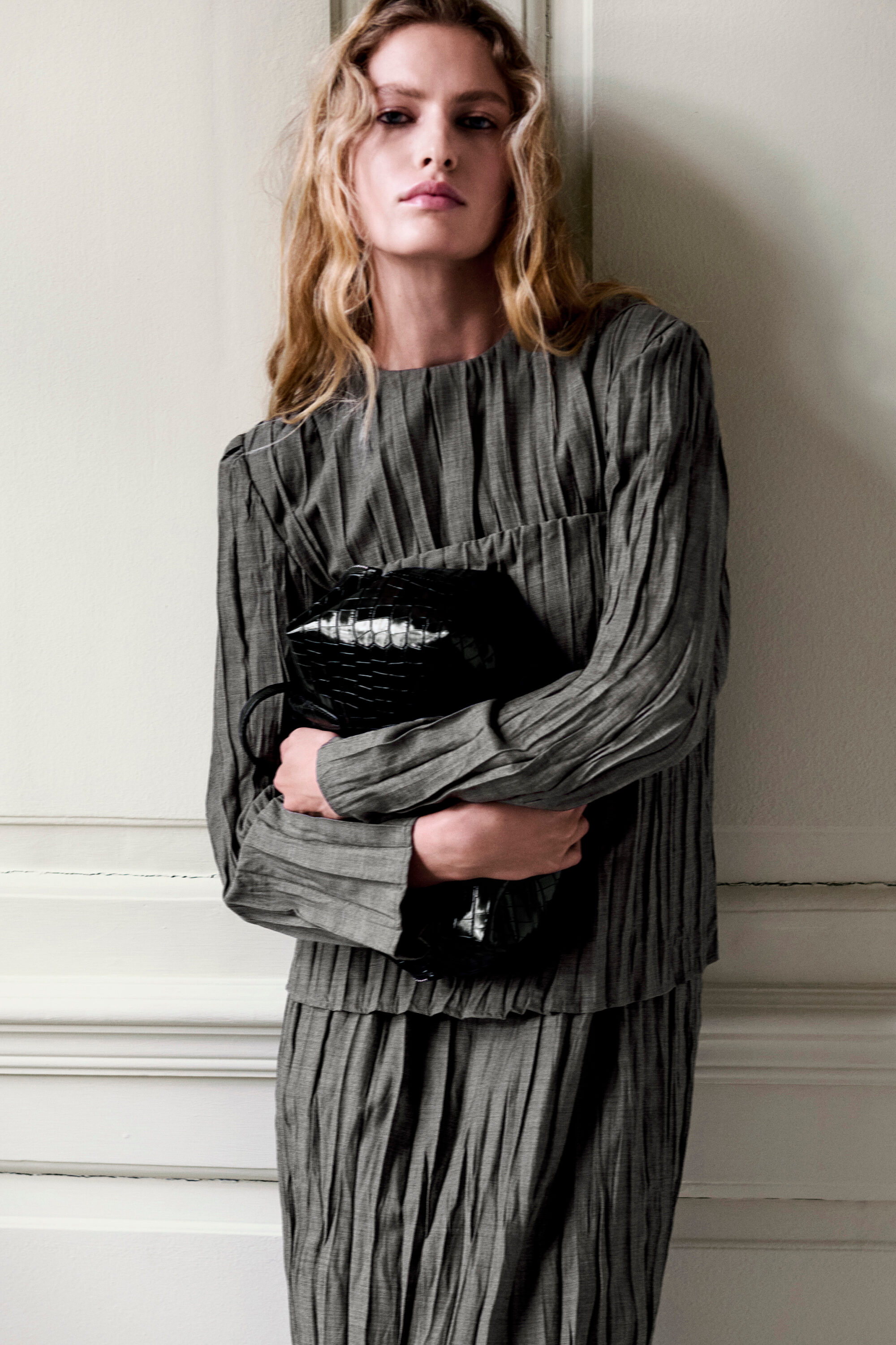Crushed-Pleat Midi Dress by COS