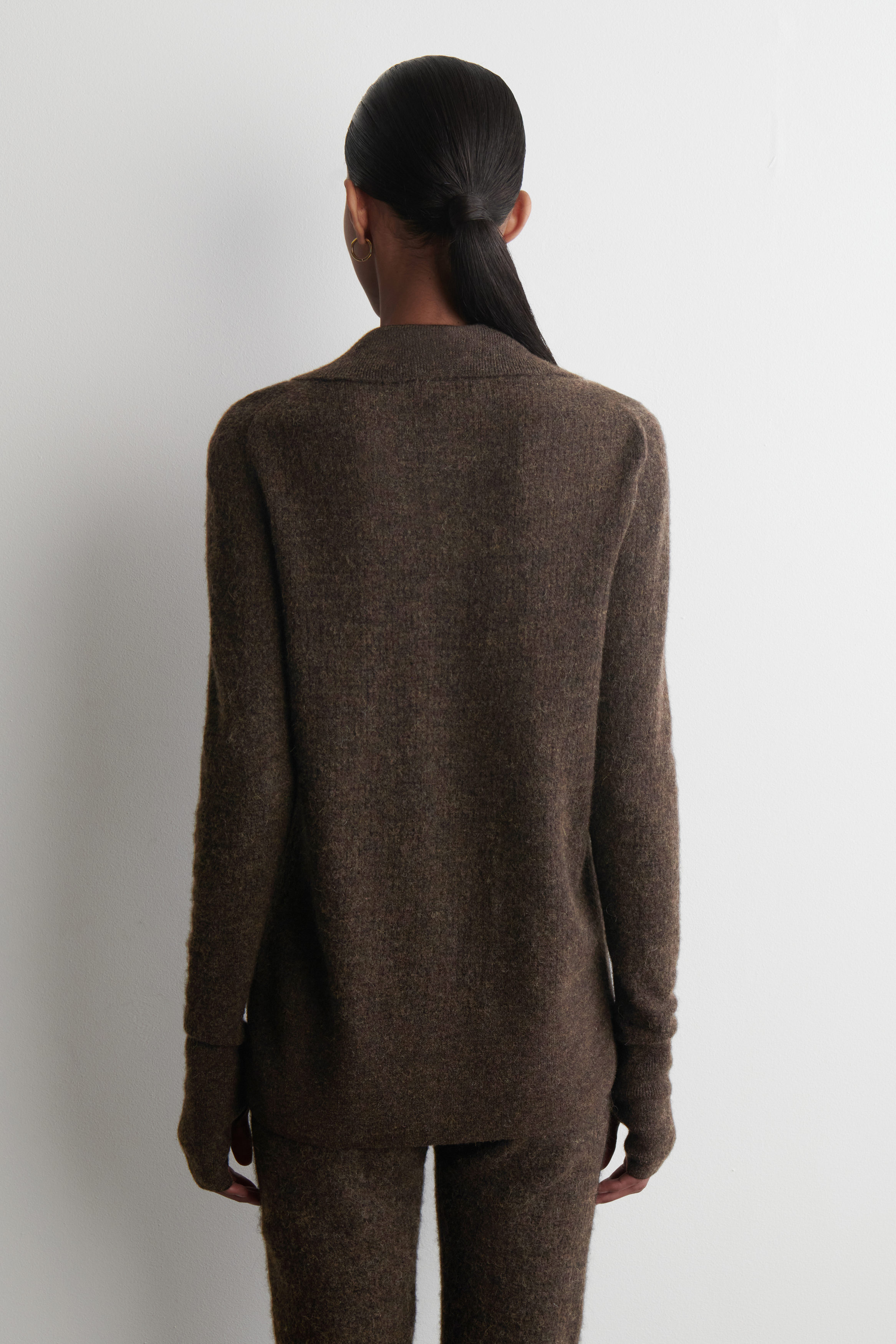 ALPACA MERINO WOOL TURTLENECK CARDIGAN - BROWN MÉLANGE | COS US