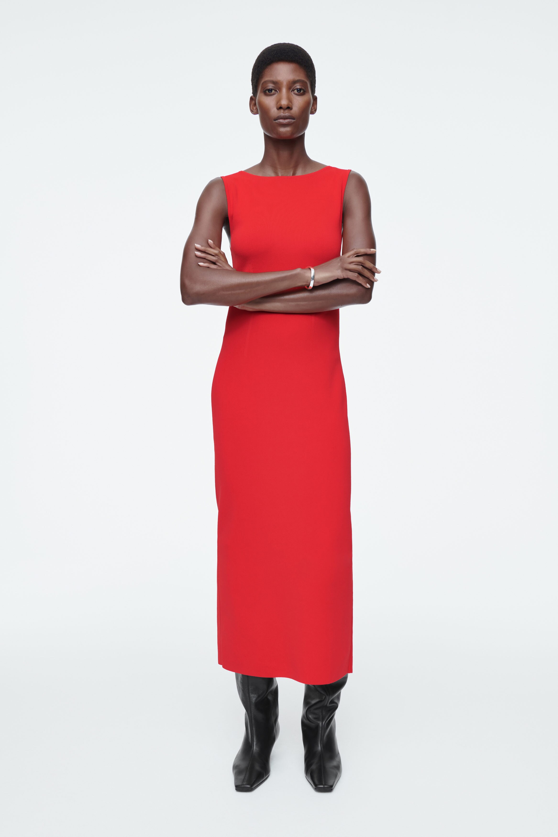 CORSET-DETAIL MAXI DRESS - RED | COS