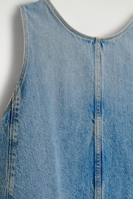 DENIM A-LINE MINI DRESS — BLUE 6