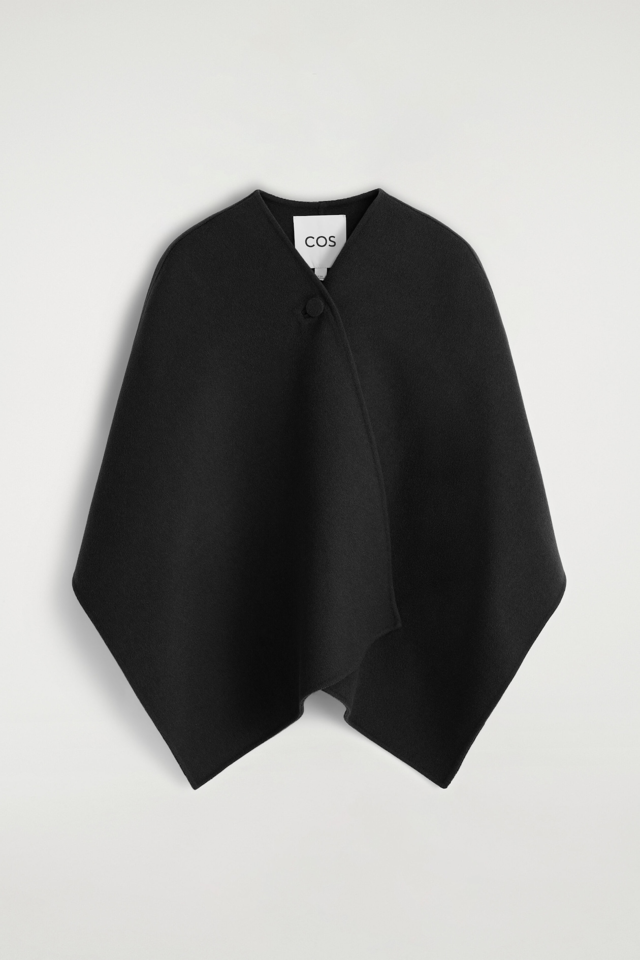 DOUBLE-FACED WOOL-BLEND CAPE — BLACK
