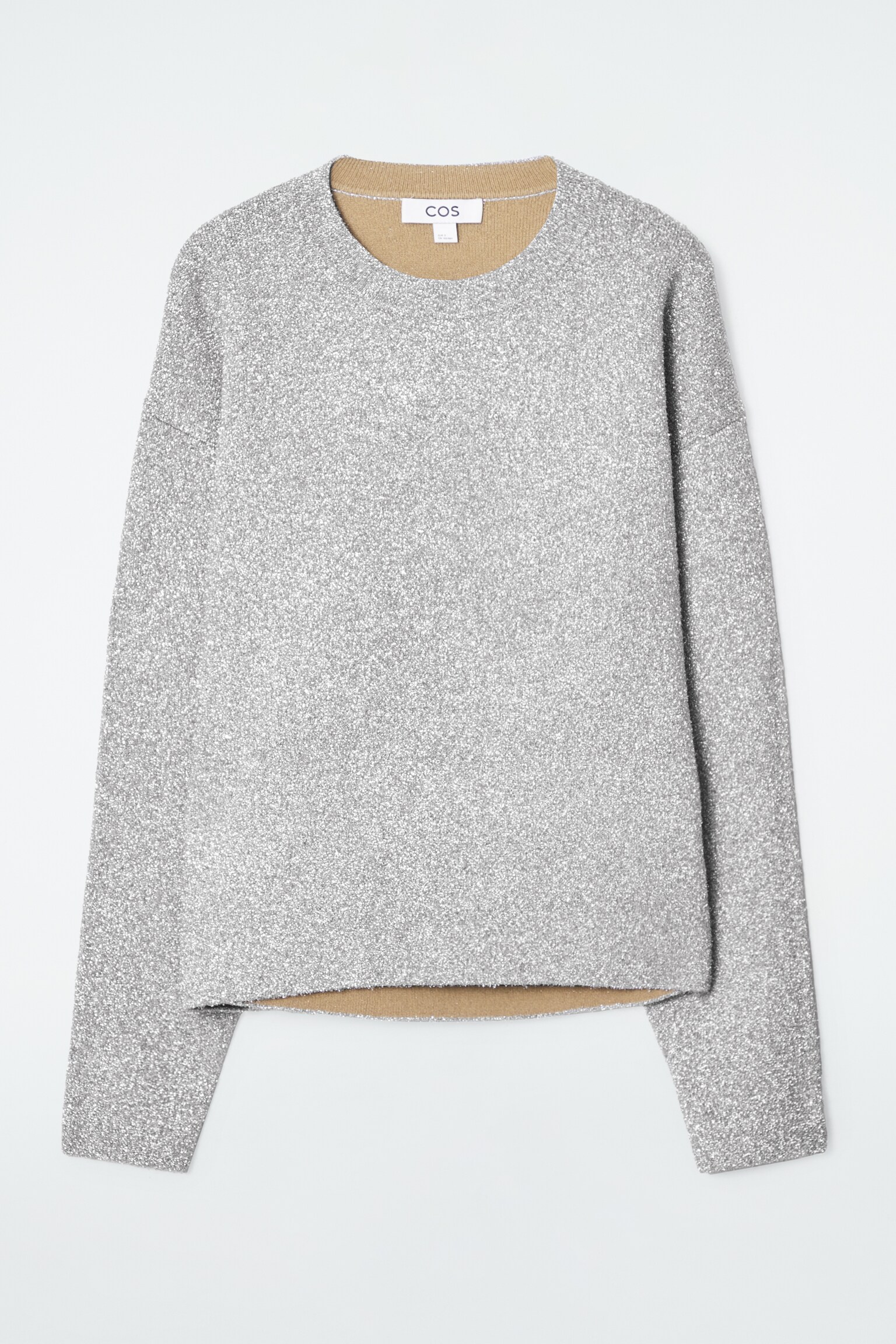GLITZERNDER OVERSIZED-PULLOVER AUS MERINOWOLLE - SILBER - 1