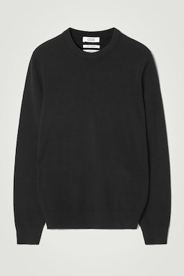 SEAMLESS PURE CASHMERE CREW-NECK SWEATER — BLACK 7