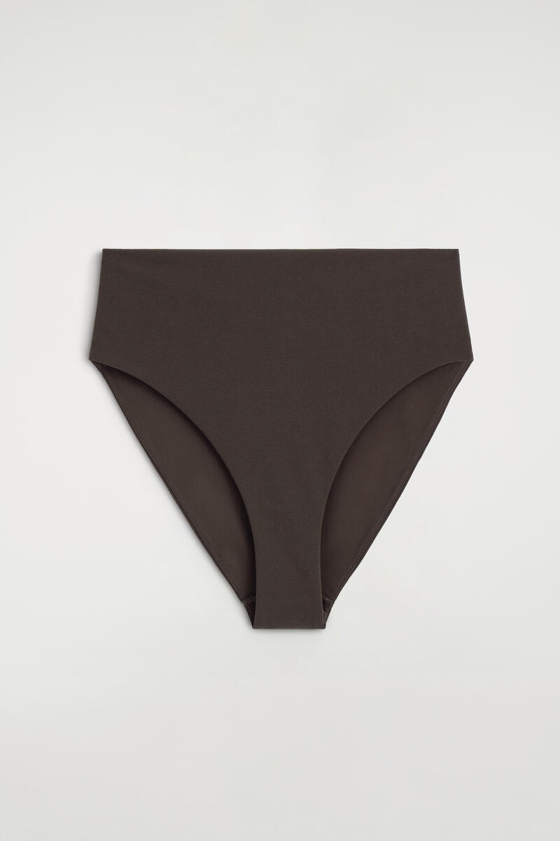 COS Textured High-Waisted Bikini Briefs Brown Women's Size 44