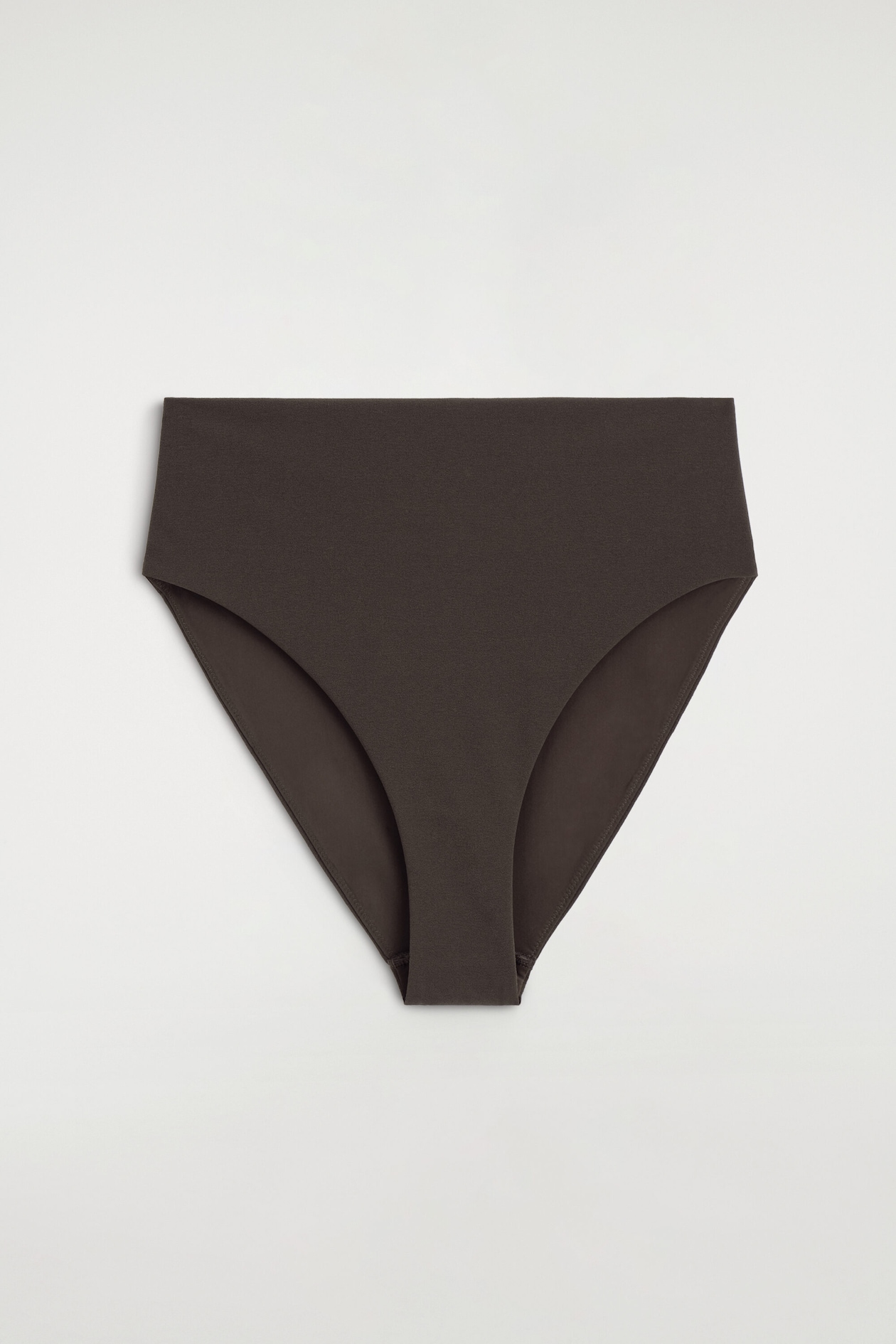 TEXTURED HIGH-WAISTED BIKINI BRIEFS — BROWN