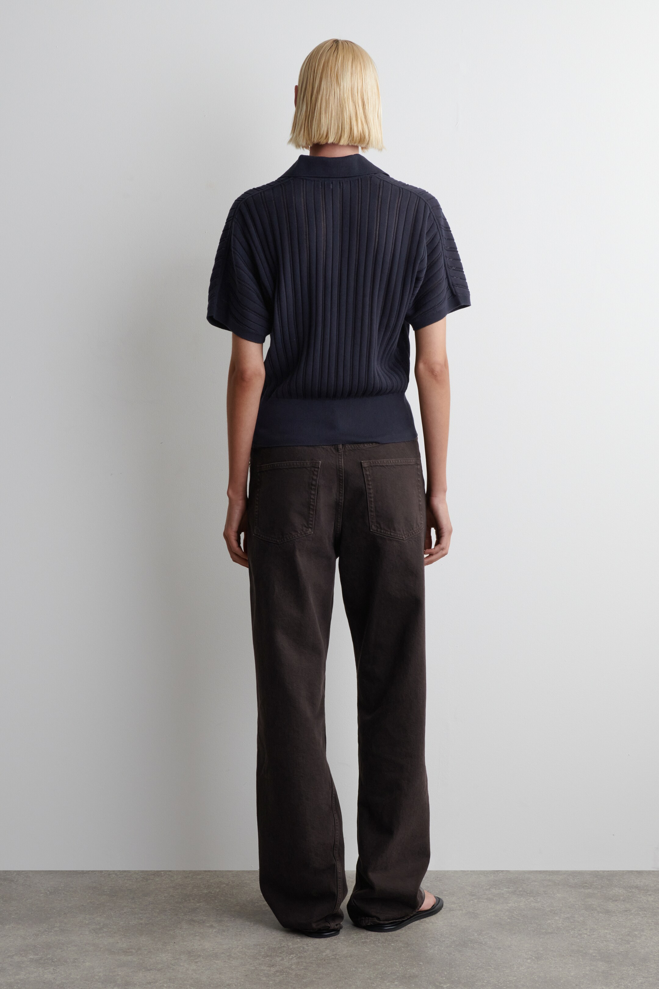 Ver imagen más grande: CAMISA DE ALGODÓN EN PUNTO POINTELLE - AZUL MARINO - MUJER | H&M ES 3