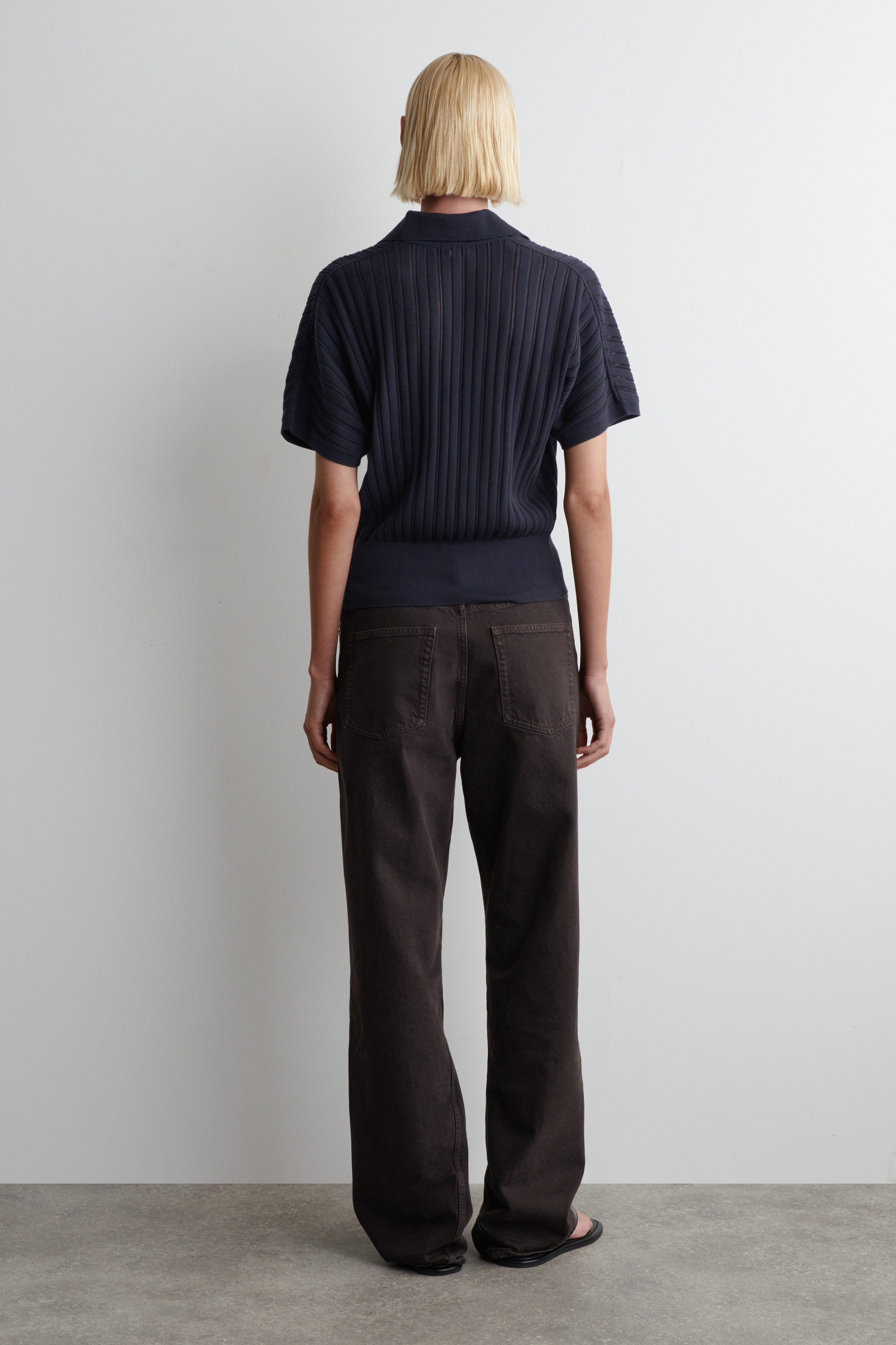 POINTELLE-KNIT COTTON SHIRT - NAVY | COS
