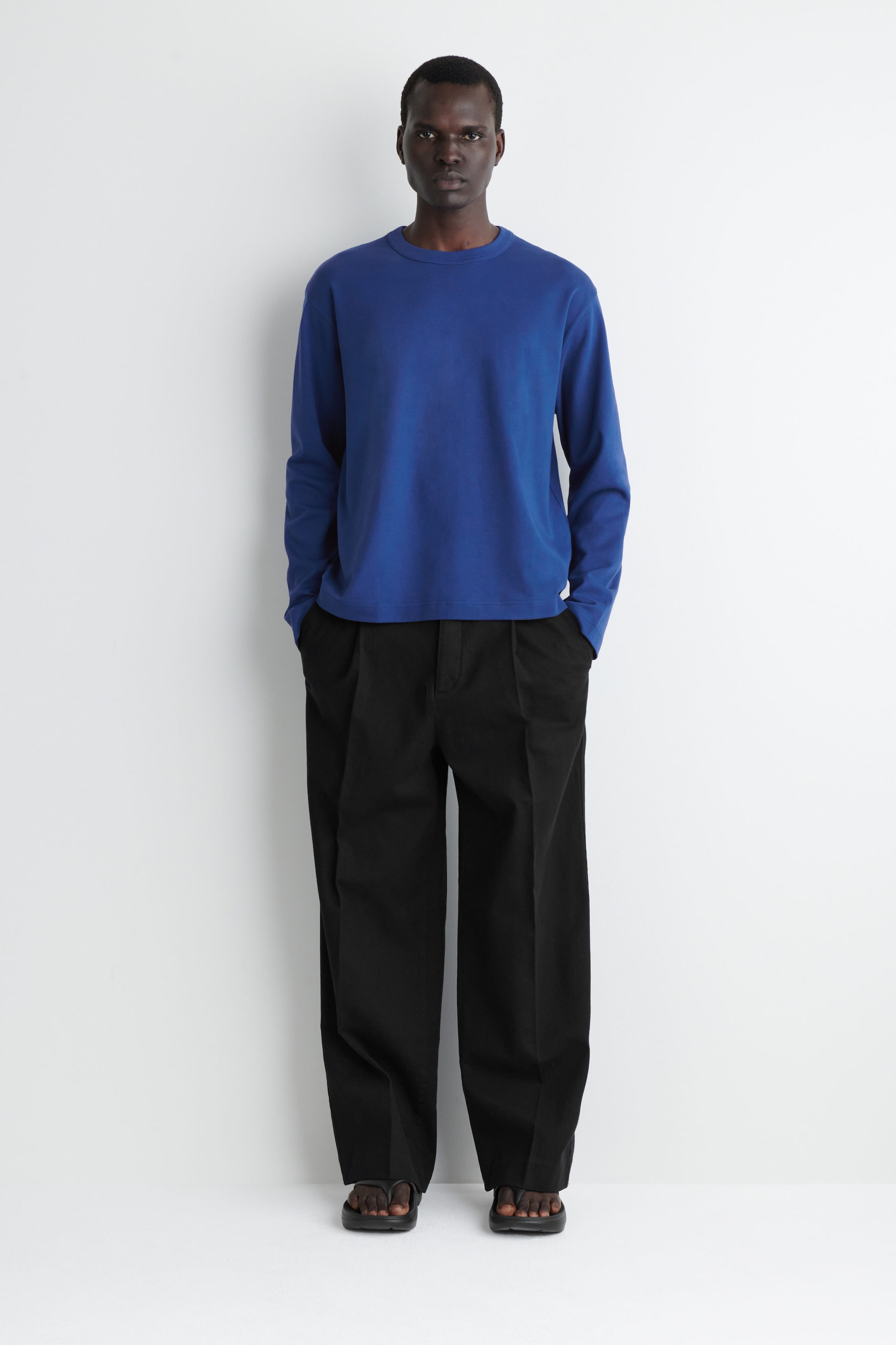 RELAXED JERSEY INTERLOCK LONG-SLEEVED T-SHIRT