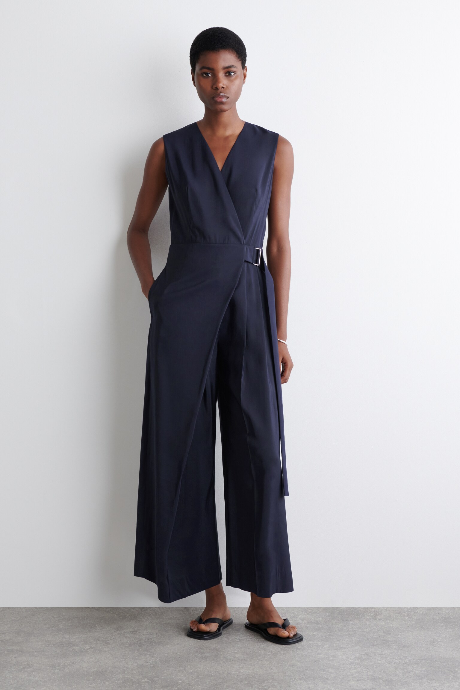 WRAP-FRONT JUMPSUIT - NAVY
