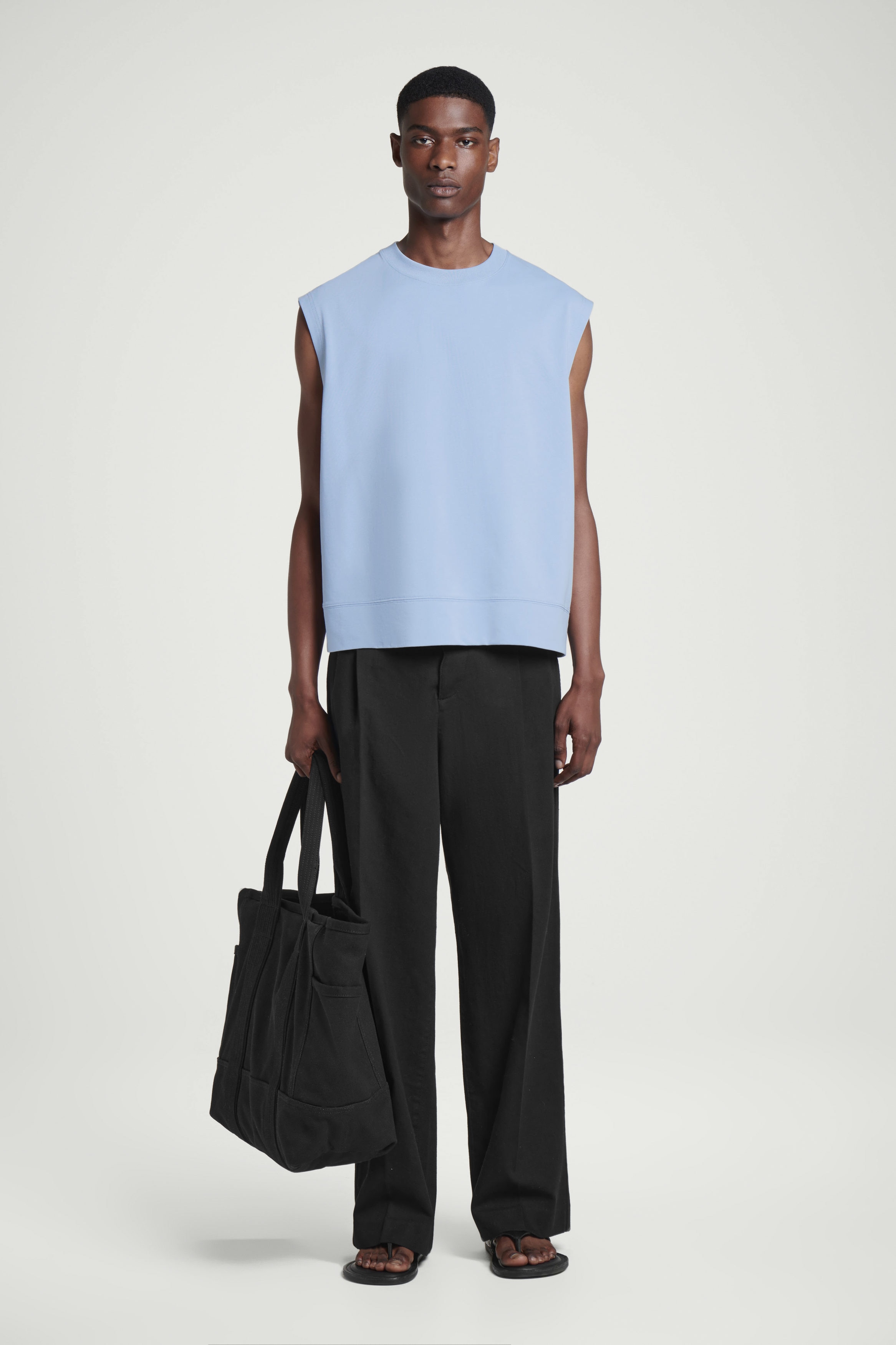 トップス CFCL POTTERY SLEEVELESS TOP #087 BLUE Lola Ribbed Sleeveless Top With Hardware - Cornflower Blue