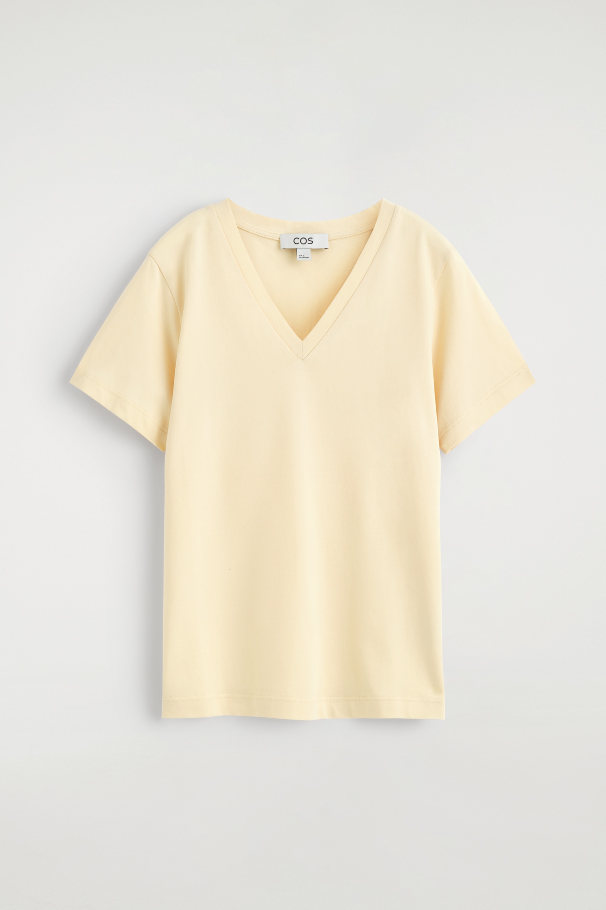 חולצת כותנה עם צווארון וי - קרם/חום מלנג'