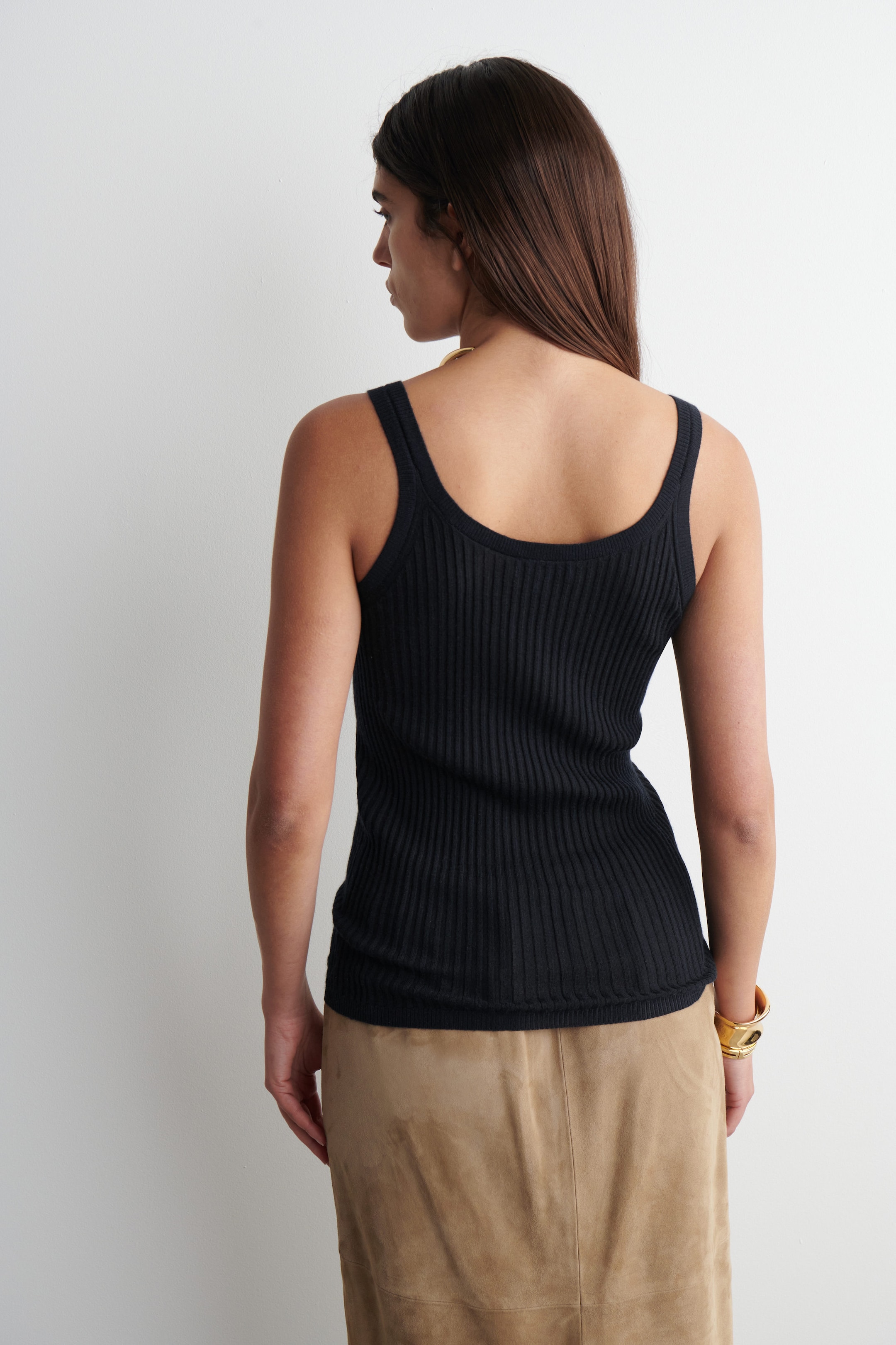 RIBBED CASHMERE-SILK TANK TOP