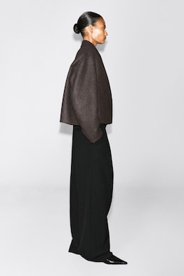OVERSIZED CROPPED BOILED WOOL-BLEND BLAZER — CAMEL MÉLANGE 4