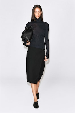 MERINO WOOL TURTLENECK TOP — CHARCOAL MÉLANGE 3