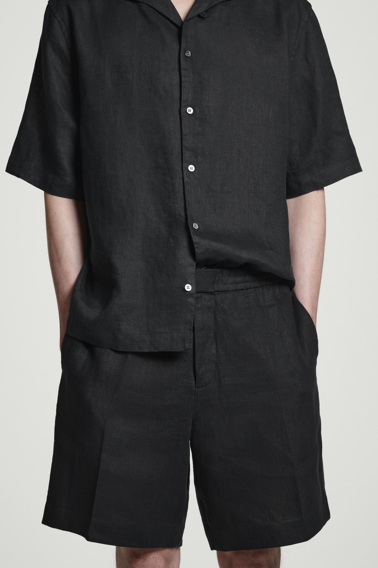 PANTALONES CORTOS DE LINO ELÁSTICO - NEGRO/AZUL/AZUL MARINO/MARRÓN - 4
