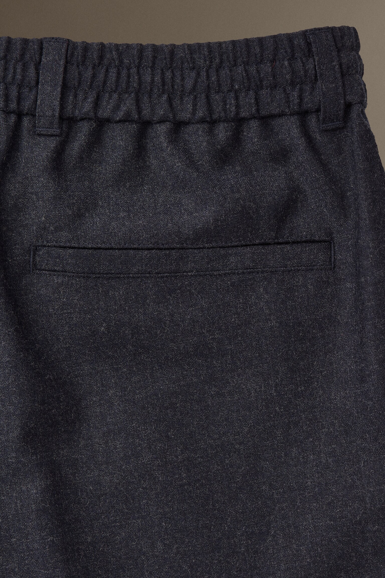 PANTALON FLANELLE LAINE TAILLE ÉLASTIQUÉE - FUSELÉ - BLEU MARINE CHINÉ - 2