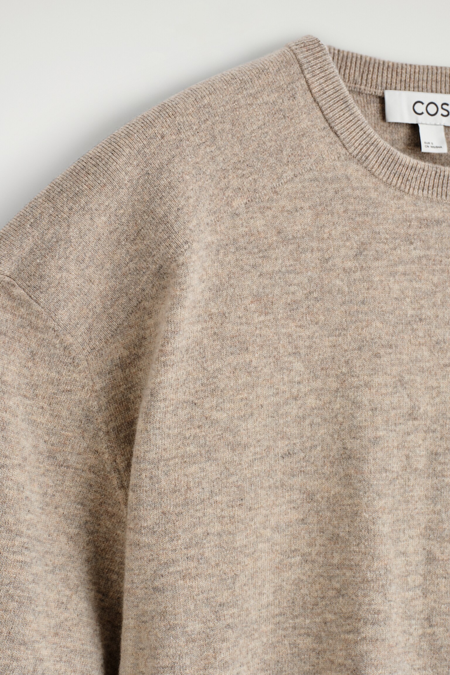 MAGLIONE GIROCOLLO IN LANA MERINO - BEIGE MÉLANGE/ARANCIONE/MARRONE SCURO - 8