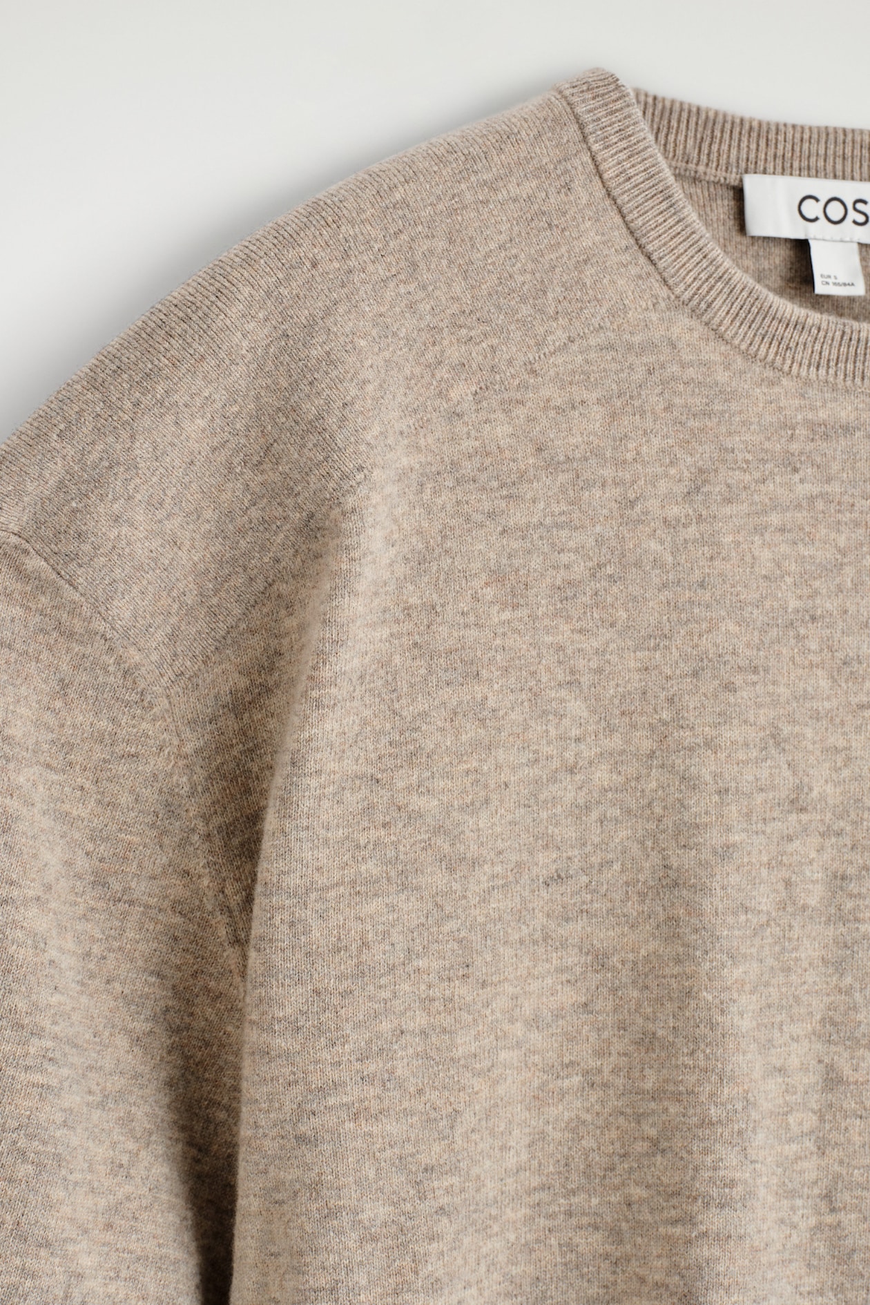 MERINO WOOL CREW-NECK SWEATER — BEIGE MÉLANGE