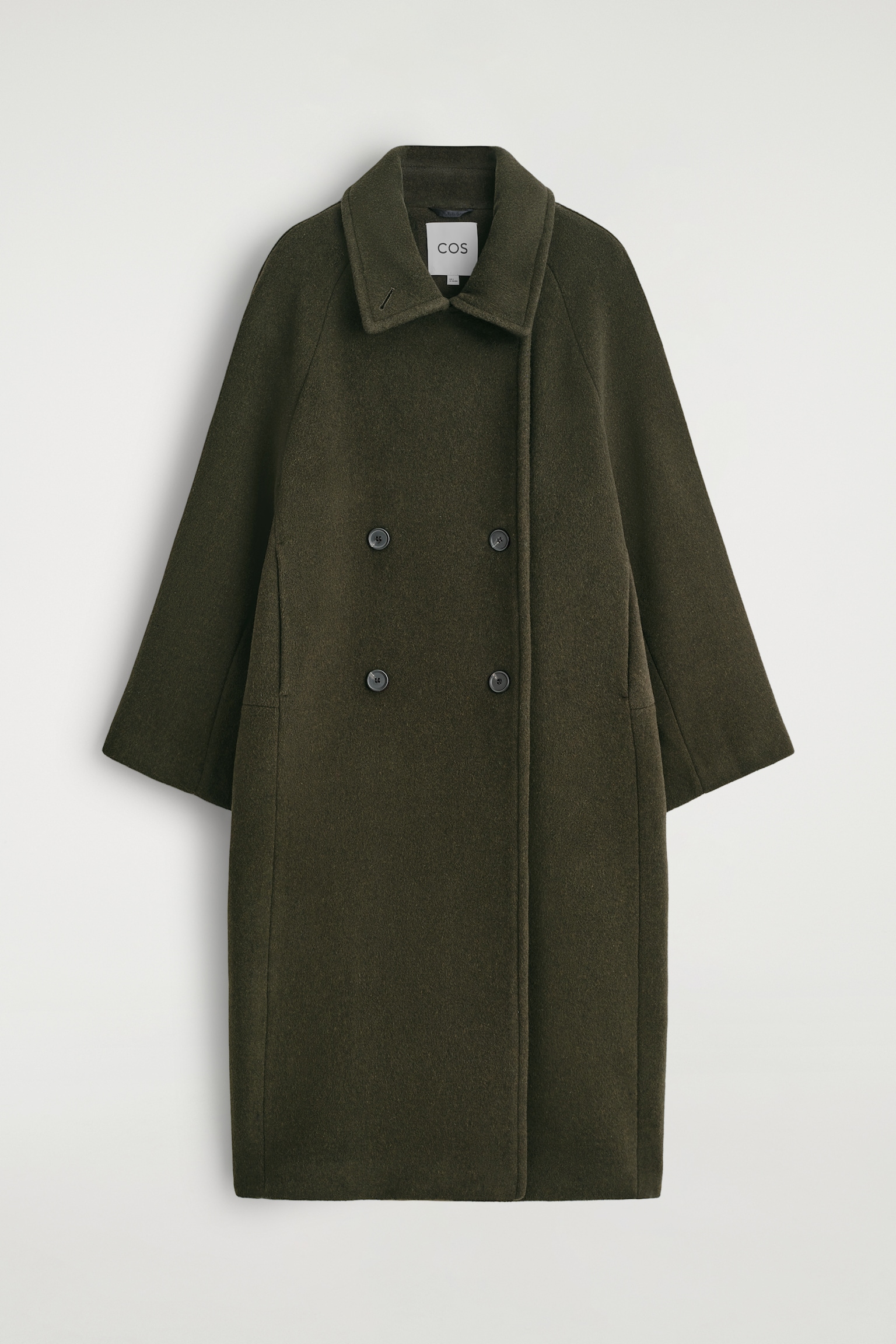 OVERSIZED DOUBLE-BREASTED WOOL COAT - DARK GREEN - 2