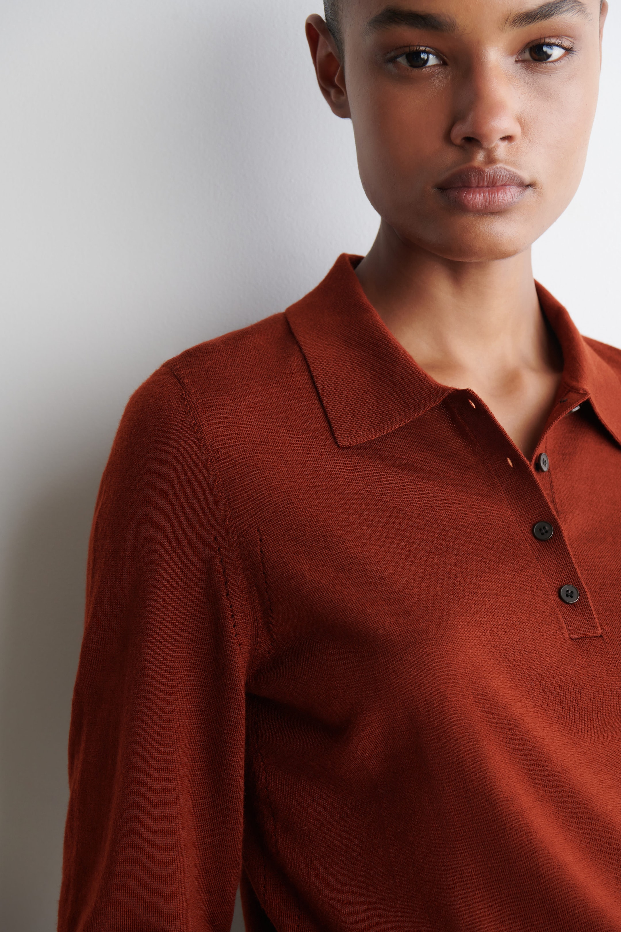 MERINO WOOL POLO SWEATER