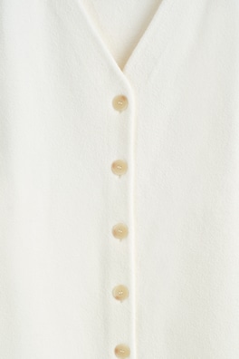 BUTTONED MILANO-KNIT MINI DRESS — WHITE 5