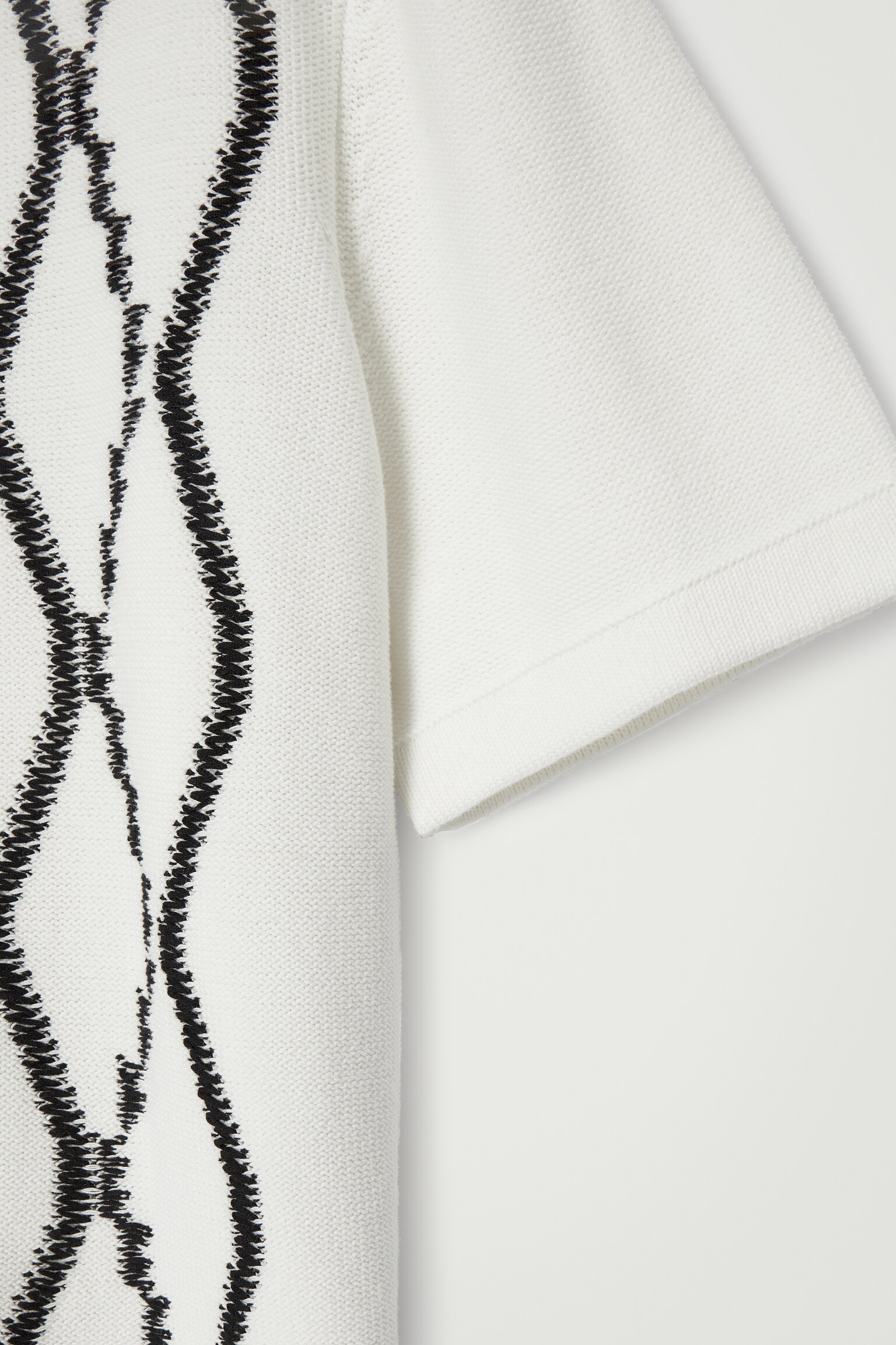 RELAXED ABSTRACT ARGYLE-KNIT SHIRT - WHITE/TURQUOISE - 3