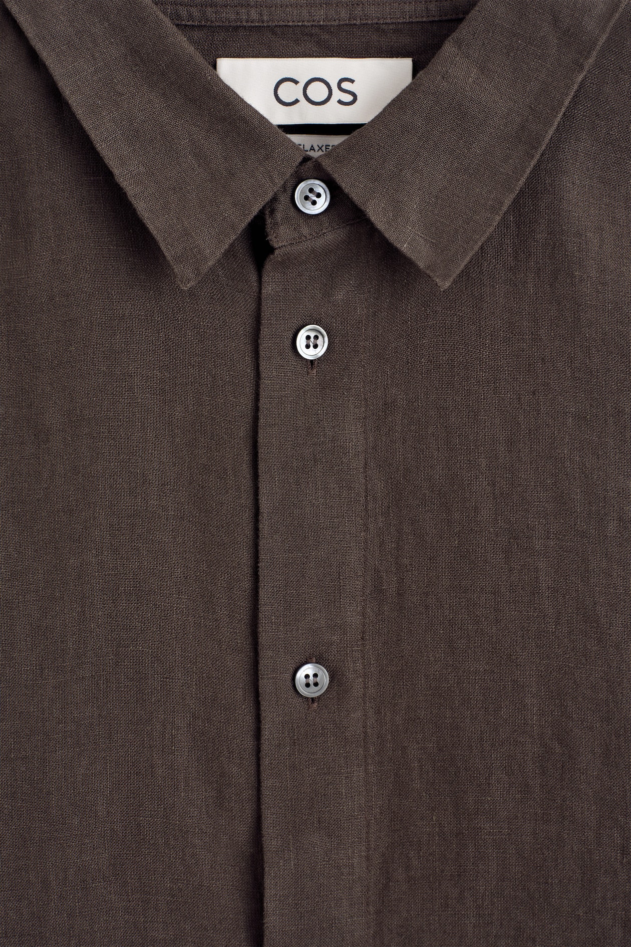 RELAXED LINEN SHIRT — BROWN