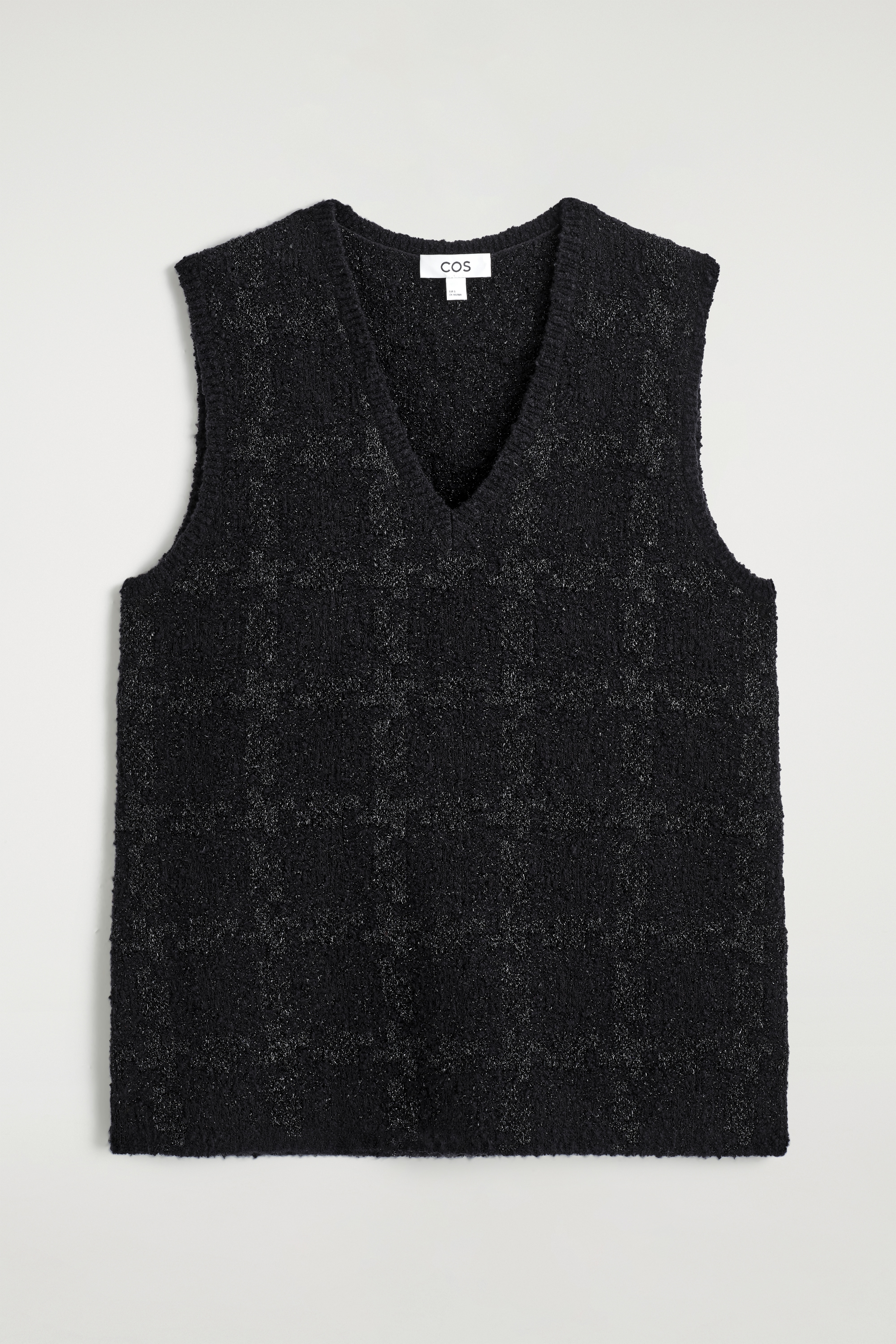 SPARKLY BOUCLÉ-KNIT VEST - BLACK / CHECKED
