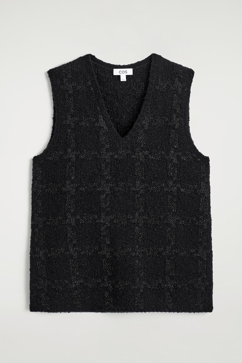 Cos Sparkly Bouclé-knit Vest In Black