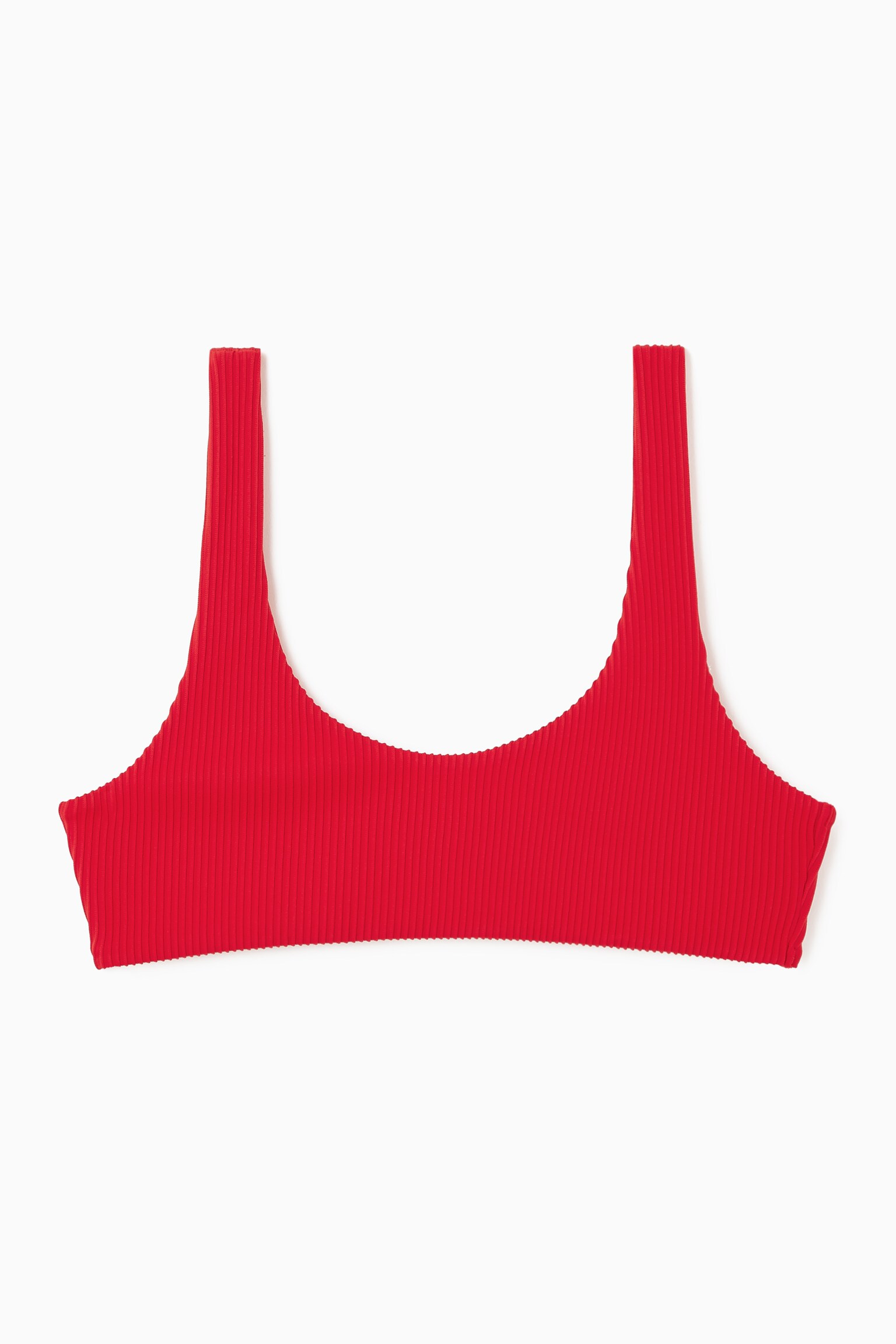 SCOOP-NECK RIBBED BIKINI TOP - BRIGHT RED/BLACK - 1