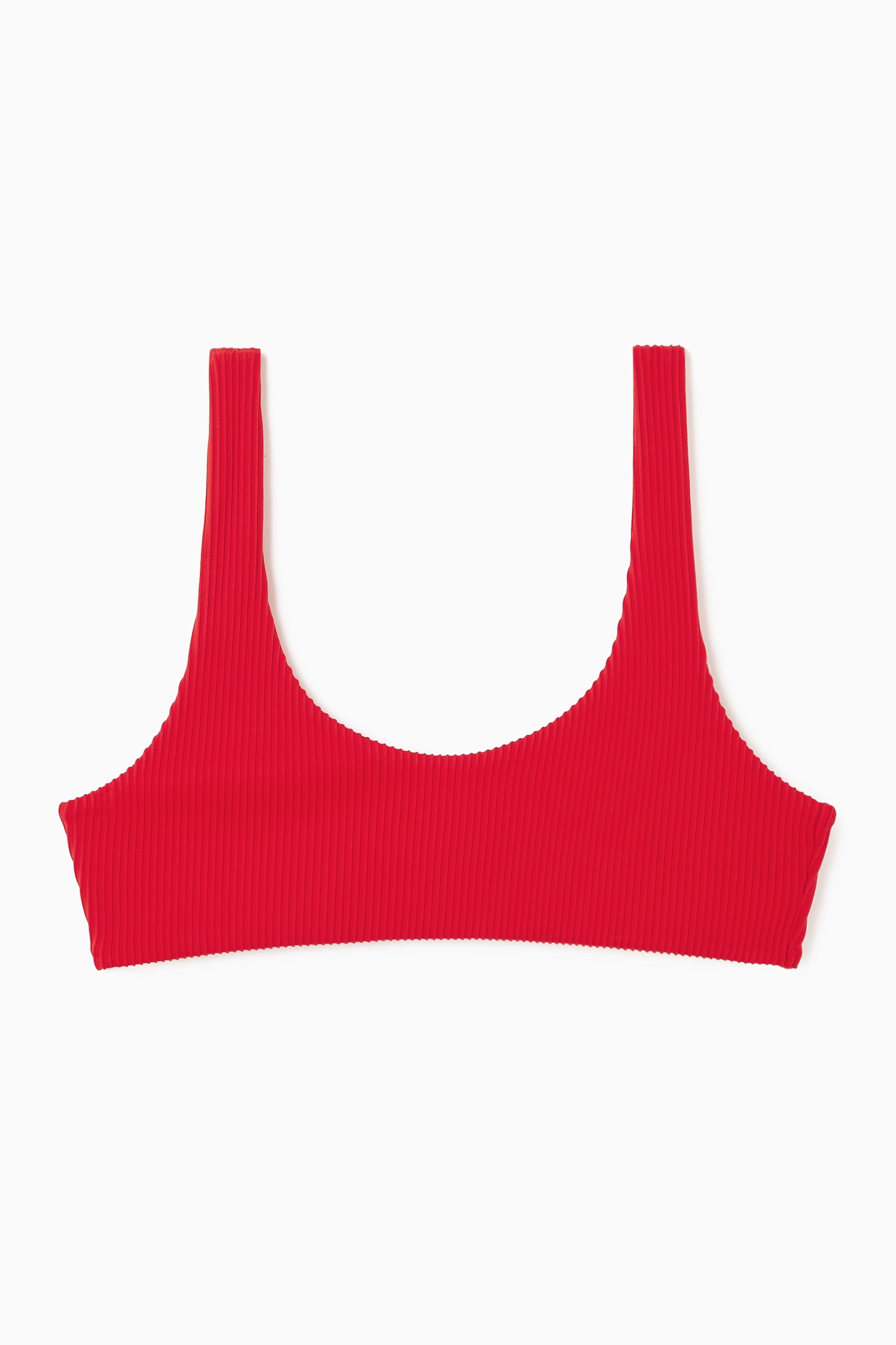 SCOOP-NECK RIBBED BIKINI TOP - BRIGHT RED/BLACK/WHITE - 1